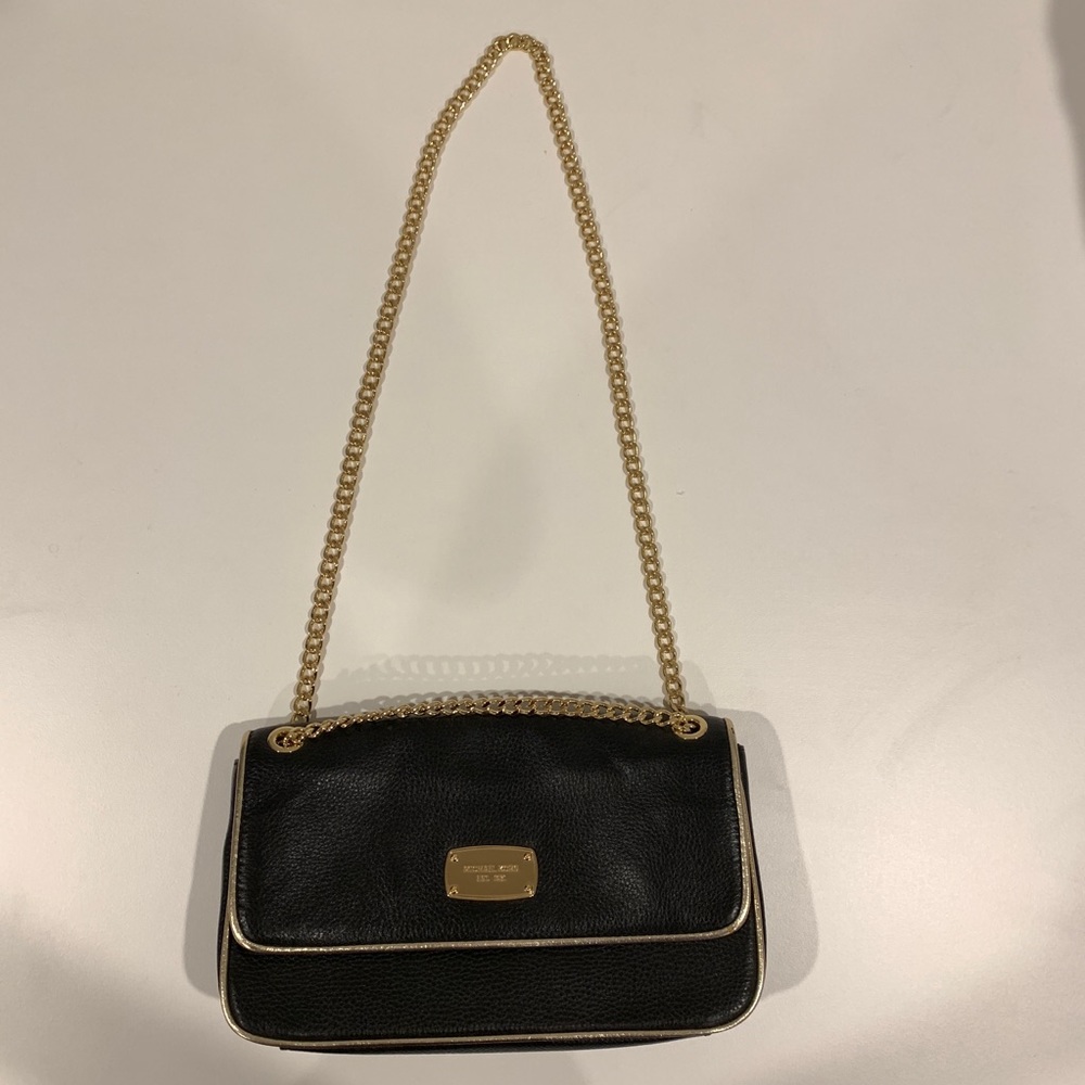 Michael Kors Black Leather Jet Set Bag Gold Chain - Picture 7 of 8